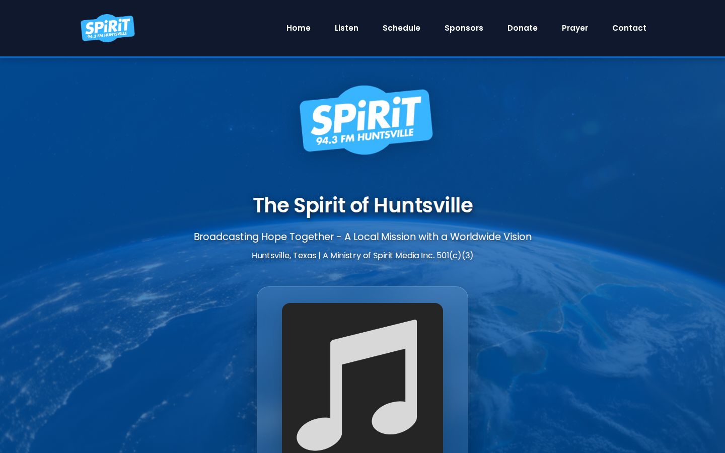 Screenshot of the Spirit Radio website
